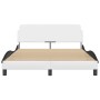 Estructura cama cabecero cuero sintético blanco negro 140x200cm de , Camas y somieres - Ref: Foro24-373204, Precio: 147,11 €,...