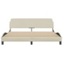 Estructura de cama con cabecero de tela color crema 160x200 cm de , Camas y somieres - Ref: Foro24-373210, Precio: 176,99 €, ...