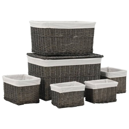 Stackable basket set 6 pieces natural gray willow by vidaXL, Storage baskets - Ref: Foro24-170780, Price: 90,99 €, Discount: %