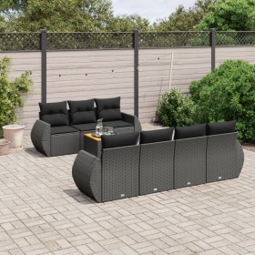 8-teiliges Gartensofa-Set und schwarze synthetische Rattankissen von , Gartensets - Ref: Foro24-3257238, Preis: 530,50 €, Rab...