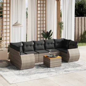 Set de sofás de jardín 8 pzas y cojines ratán sintético gris de , Conjuntos de jardín - Ref: Foro24-3257250, Precio: 541,04 €...