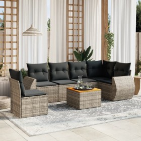 7-piece garden sofa set with gray PE rattan cushions by , Garden sets - Ref: Foro24-3257362, Price: 464,91 €, Discount: %