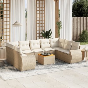 Gartensofa-Set mit beigen Kissen, 10-teilig, synthetisches Rattan von , Gartensets - Ref: Foro24-3257479, Preis: 839,99 €, Ra...