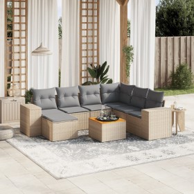 Gartensofa-Set mit beigen Kissen 8 Stück PE-Rattan von , Gartensets - Ref: Foro24-3257893, Preis: 598,77 €, Rabatt: %