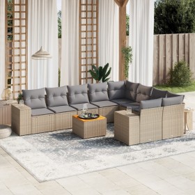 Gartensofa-Set mit beigen Kissen, 10-teilig, synthetisches Rattan von , Gartensets - Ref: Foro24-3257935, Preis: 786,16 €, Ra...