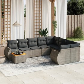 10-teiliges Gartensofa-Set mit grauen synthetischen Rattankissen von , Gartensets - Ref: Foro24-3257502, Preis: 665,90 €, Rab...