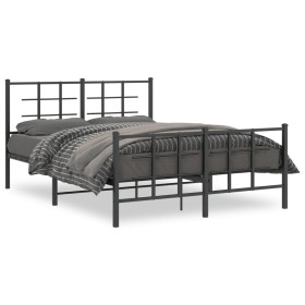 Black metal headboard and footboard bed frame 135x190 cm by , Beds and slatted bases - Ref: Foro24-355578, Price: 112,99 €, D...