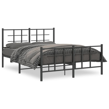 Estructura de cama cabecero y estribo metal negro 135x190 cm de , Camas y somieres - Ref: Foro24-355578, Precio: 112,82 €, De...