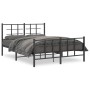 Black metal headboard and footboard bed frame 135x190 cm by , Beds and slatted bases - Ref: Foro24-355578, Price: 112,82 €, D...