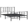 Black metal headboard and footboard bed frame 135x190 cm by , Beds and slatted bases - Ref: Foro24-355578, Price: 112,82 €, D...