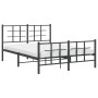 Black metal headboard and footboard bed frame 135x190 cm by , Beds and slatted bases - Ref: Foro24-355578, Price: 112,82 €, D...