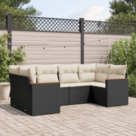 Set aus 6-teiligen Gartensofas und Kissen Kunstrattan schwarz von , Gartensets - Ref: Foro24-3226259, Preis: 402,12 €, Rabatt: %