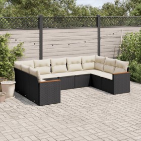 Set aus 8-teiligen Gartensofas und Kissen Kunstrattan schwarz von , Gartensets - Ref: Foro24-3226273, Preis: 564,99 €, Rabatt: %