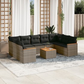 Set de sofás de jardín 10 pzas con cojines ratán sintético gris de , Conjuntos de jardín - Ref: Foro24-3226284, Precio: 618,9...