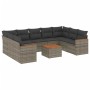 Garden sofa set 10 pieces with gray synthetic rattan cushions by , Garden sets - Ref: Foro24-3226284, Price: 621,67 €, Discou...