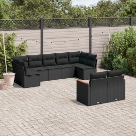 Set aus 8-teiligen Gartensofas und Kissen Kunstrattan schwarz von , Gartensets - Ref: Foro24-3226286, Preis: 537,97 €, Rabatt: %