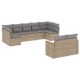 Garden sofa set with beige mixed cushions, 9 pieces, PE rattan. by , Garden sets - Ref: Foro24-3226290, Price: 584,68 €, Disc...