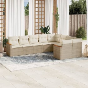 Set de sofás de jardín 9 pzas con cojines ratán sintético beige de , Conjuntos de jardín - Ref: Foro24-3226303, Precio: 692,8...