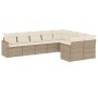 Set de sofás de jardín 9 pzas con cojines ratán sintético beige de , Conjuntos de jardín - Ref: Foro24-3226303, Precio: 695,0...