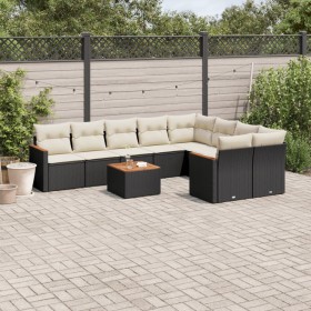 Set Gartensofas 10 Stück Kissen synthetisches Rattan schwarz von , Gartensets - Ref: Foro24-3226308, Preis: 605,40 €, Rabatt: %