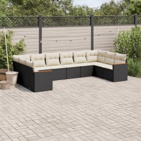 Set de sofás de jardín 10 pzas cojines ratán sintético negro de , Conjuntos de jardín - Ref: Foro24-3226322, Precio: 637,19 €...