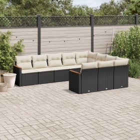 Set Gartensofas 10 Stück Kissen synthetisches Rattan schwarz von , Gartensets - Ref: Foro24-3226336, Preis: 637,19 €, Rabatt: %