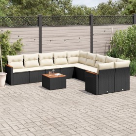 Garden sofa set 11 pieces and black synthetic rattan cushions by , Garden sets - Ref: Foro24-3226357, Price: 724,33 €, Discou...