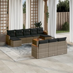 Garden sofa set 11 pieces and gray synthetic rattan cushions by , Garden sets - Ref: Foro24-3226424, Price: 699,78 €, Discoun...