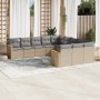 Garden sofa set with beige mixed cushions 11 pieces PE rattan by , Garden sets - Ref: Foro24-3226430, Price: 716,76 €, Discou...