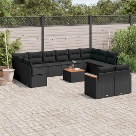 Set aus Gartensofas und Kissen 13 Stück synthetisches Rattan schwarz von , Gartensets - Ref: Foro24-3226447, Preis: 799,64 €,...