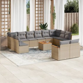 Garden sofa set with beige mixed cushions 13 pieces PE rattan by , Garden sets - Ref: Foro24-3226451, Price: 867,50 €, Discou...