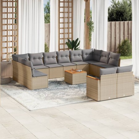 Garden sofa set with beige mixed cushions 13 pieces PE rattan by , Garden sets - Ref: Foro24-3226451, Price: 874,99 €, Discou...