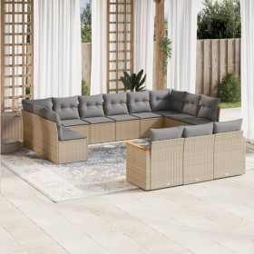 Garden sofa set with beige mixed cushions 13 pieces PE rattan by , Garden sets - Ref: Foro24-3226458, Price: 868,89 €, Discou...