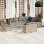 Garden sofa set with beige mixed cushions, 12 pieces, PE rattan. by , Garden sets - Ref: Foro24-3226472, Price: 759,06 €, Dis...