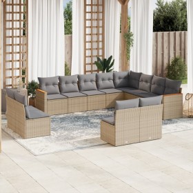 Garden sofa set with beige mixed cushions, 12 pieces, PE rattan. by , Garden sets - Ref: Foro24-3226472, Price: 767,35 €, Dis...