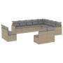 Garden sofa set with beige mixed cushions, 12 pieces, PE rattan. by , Garden sets - Ref: Foro24-3226472, Price: 759,06 €, Dis...