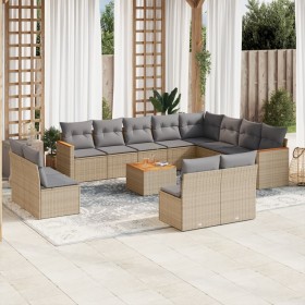 Garden sofa set with beige mixed cushions 13 pieces PE rattan by , Garden sets - Ref: Foro24-3226479, Price: 868,04 €, Discou...