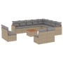 Garden sofa set with beige mixed cushions 13 pieces PE rattan by , Garden sets - Ref: Foro24-3226479, Price: 875,28 €, Discou...