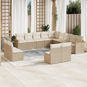 Garden set with 13-piece synthetic rattan beige cushions. by , Garden sets - Ref: Foro24-3226485, Price: 1,00 €, Discount: %