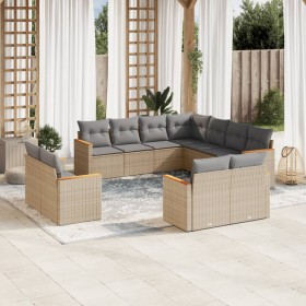 Garden sofa set with beige mixed cushions 11 pieces PE rattan by , Garden sets - Ref: Foro24-3226500, Price: 770,88 €, Discou...