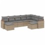 Garden sofa set with beige mixed cushions, 9 pieces, PE rattan. by , Garden sets - Ref: Foro24-3226542, Price: 573,39 €, Disc...