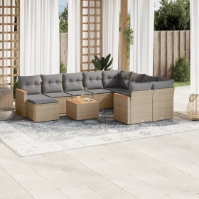 Garden sofa set with beige mixed cushions 11 pieces PE rattan by , Garden sets - Ref: Foro24-3226563, Price: 685,99 €, Discou...