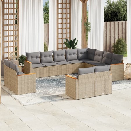 Garden sofa set with beige mixed cushions, 12 pieces, PE rattan. by , Garden sets - Ref: Foro24-3226514, Price: 878,21 €, Dis...