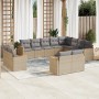 Garden sofa set with beige mixed cushions, 12 pieces, PE rattan. by , Garden sets - Ref: Foro24-3226514, Price: 878,21 €, Dis...