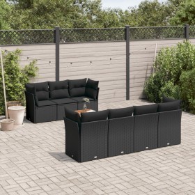 Garden sofa set with 8 pieces of black synthetic rattan and cushions. by , Garden sets - Ref: Foro24-3255831, Price: 516,07 €...