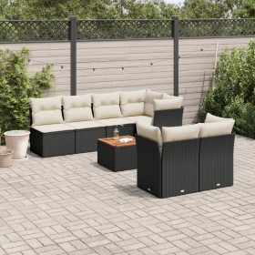 Set aus Gartensofas und Kissen 8-teilig synthetisches Rattan schwarz von , Gartensets - Ref: Foro24-3255846, Preis: 469,99 €,...