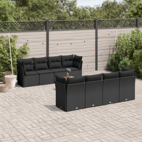 Set aus 8-teiligen Gartensofas und Kissen Kunstrattan schwarz von , Gartensets - Ref: Foro24-3255852, Preis: 581,53 €, Rabatt: %