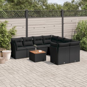 Set aus 8-teiligen Gartensofas und Kissen Kunstrattan schwarz von , Gartensets - Ref: Foro24-3255859, Preis: 613,58 €, Rabatt: %