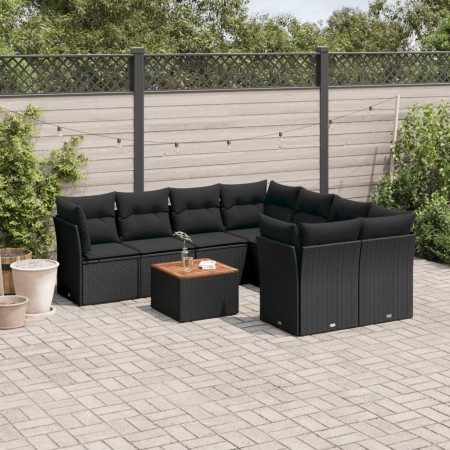 Set aus 8-teiligen Gartensofas und Kissen Kunstrattan schwarz von , Gartensets - Ref: Foro24-3255859, Preis: 580,15 €, Rabatt: %