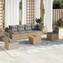 Garden sofa set with beige mixed cushions, 7 pieces, PE rattan. by , Garden sets - Ref: Foro24-3255884, Price: 502,95 €, Disc...